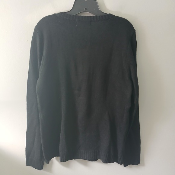 Karen Scott Women's Size Large Knit Sweater Christmas Reindeer Black Long Sleeve - Picture 9 of 9